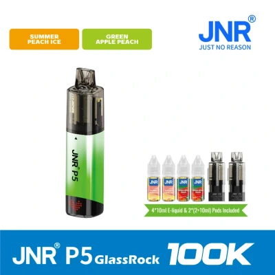 Summer Peach ice+Green Apple Peach | JNR Vape P5 GlassRock 100K Puffs Kit - Refillable & Replaceable Pod Vape